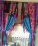 2 Pc Of Vintage Indian Old Silk Sari Multi color Handmade Patchwork Curtain Door Drape Window Home Decor Recycled Curtains 