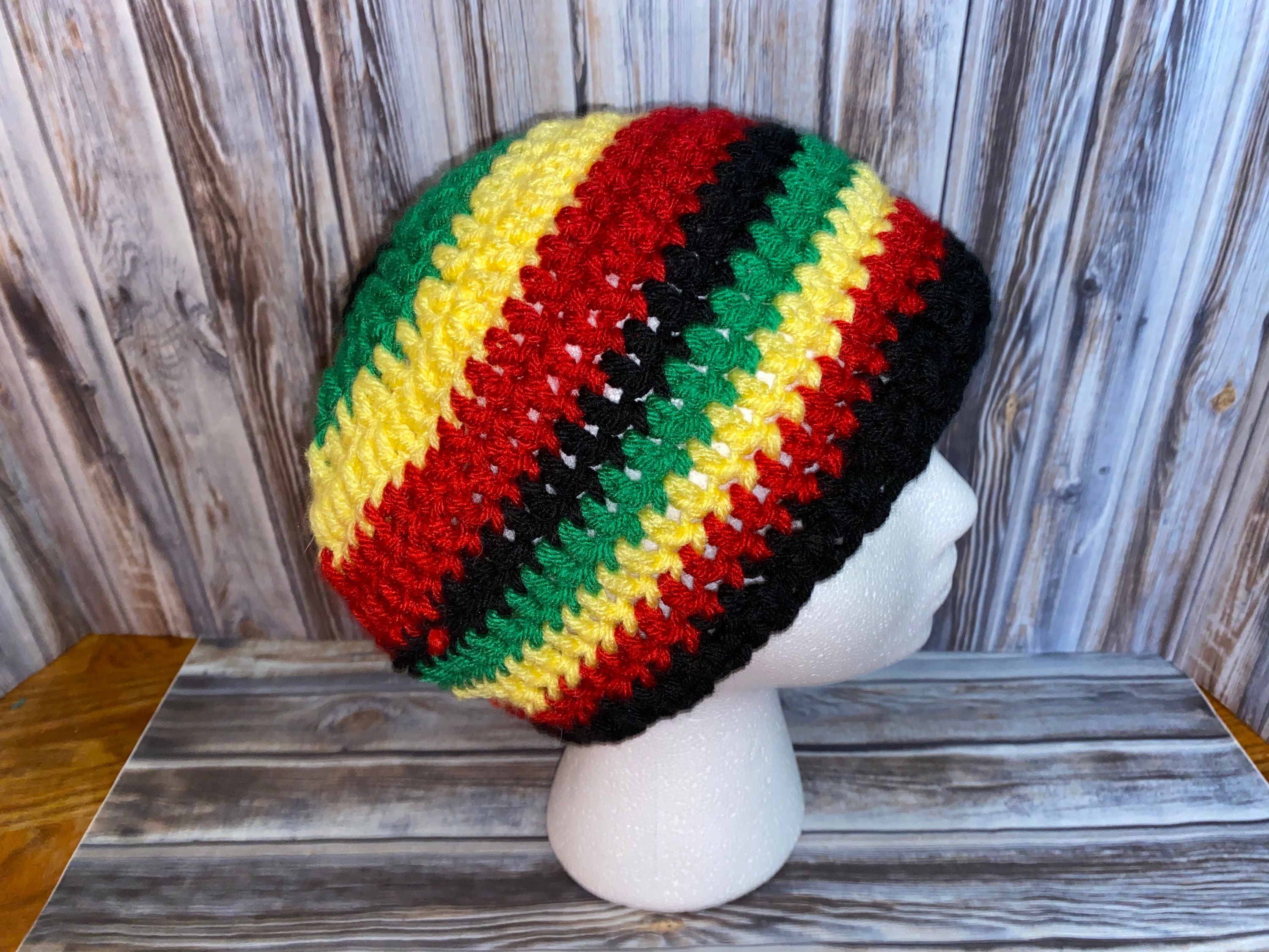 Red Rasta Hat Rasta Hat, Adult, Jamaica, Bob Marley, Red, Yellow, Green & Black Hat ...