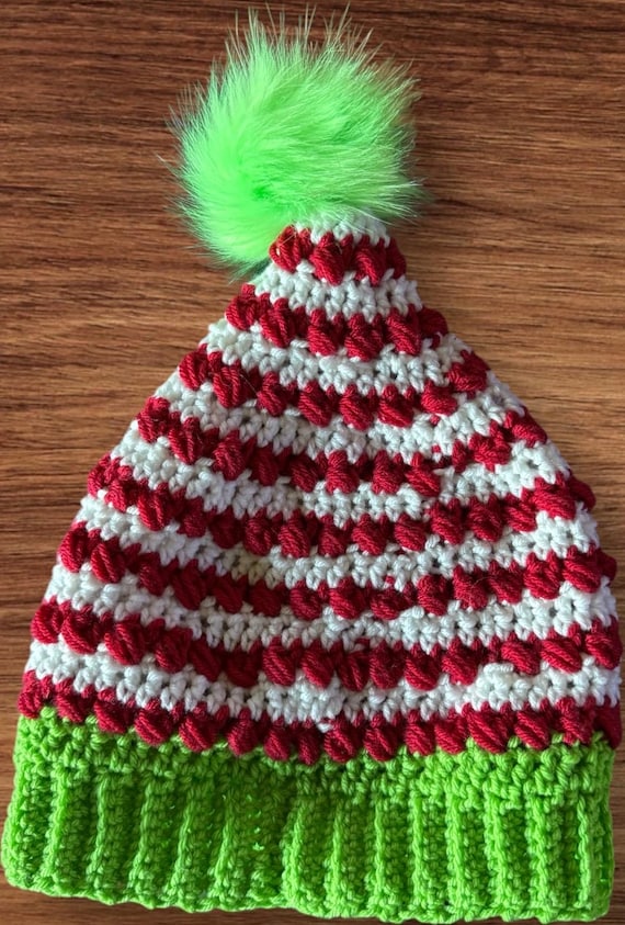 Grinch Beanie Crochet All Sizes Winter Holiday Christmas Hat Elf