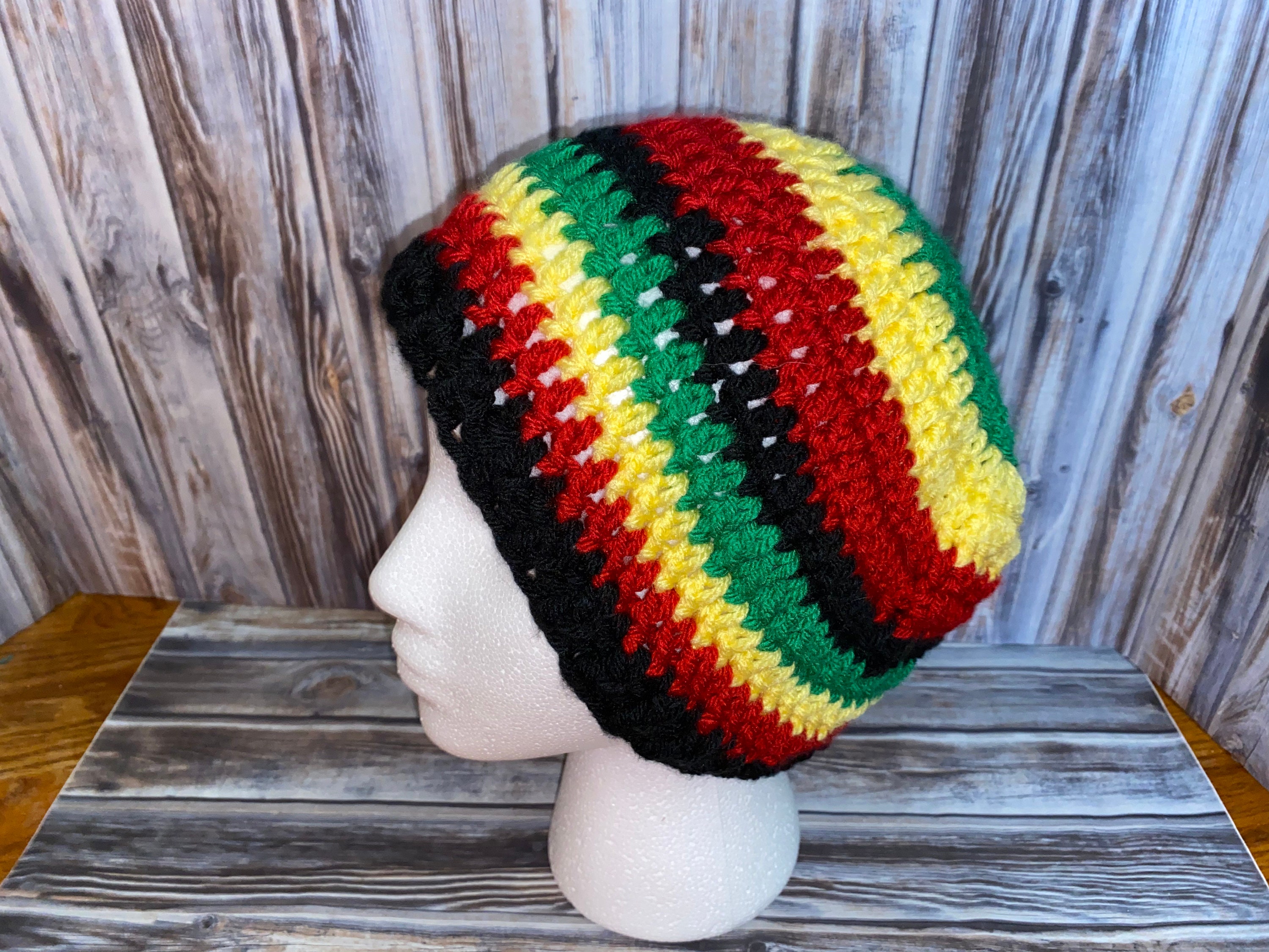 Rasta Hat, Adult, Jamaica, Bob Marley, Red, Yellow, Green & Black