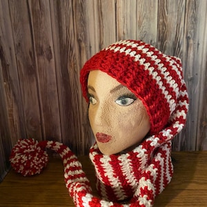 5 foot, scarf hat, toboggan hat, Most colors. Christmas, holiday, winter, kids to adult sizes. Gifts.