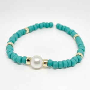 Teal/Gold Pearl Bracelet