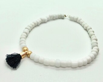 White & Black Tassel Bracelet
