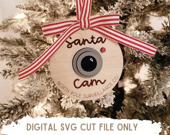 Santa Cam SVG | Christmas Ornament SVG | Santa Cam Laser Cut File