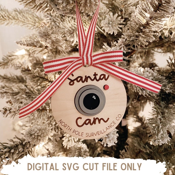 Santa Cam SVG | Christmas Ornament SVG | Santa Cam Laser Cut File