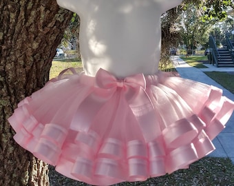 Tutus para niñas, rosa tutu,doble cinta tutu. Tutu Rosado Palido.