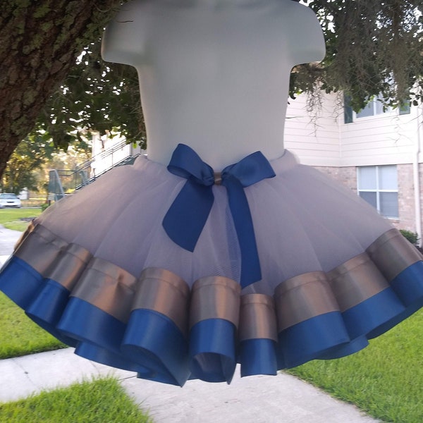 White,Royal Blue and Gray Tutu,Tutus for girls, Princess Birthday Tutu, First 1st 2nd 3rd 4th 5th 6th 7th Birthday, Tutu for girls.