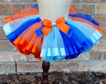 Tutus For Girls, Multicolor Tutu For Girls, Orange, Light Blue, Royal Blue Tutu, Circus Theme Tutu, Birthday Tutu For Girls.