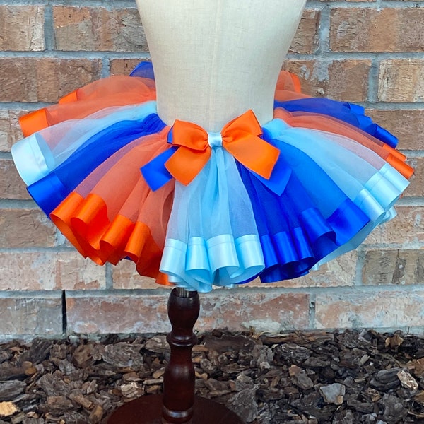 Tutus para niñas, Tutu Multicolor, Tutu Azul Cielo, Azul Royal y Naranja.