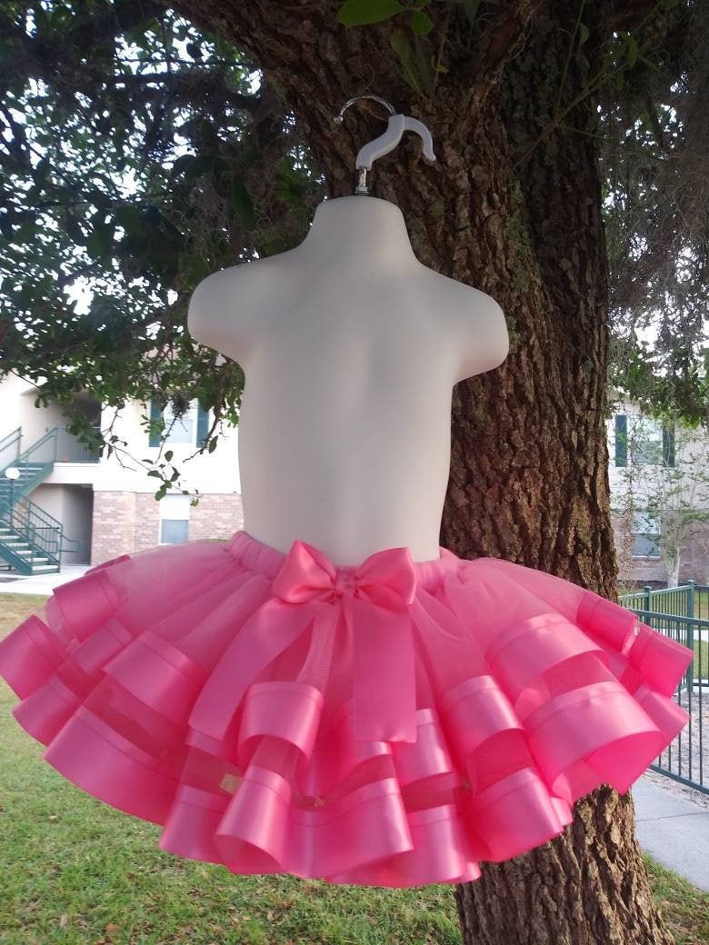 Tutus for girls,Hot Pink Birthday Tutu,Double Ribbon Hot Pink Tutu, F…