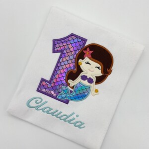 Embroidered Mermaid Birthday Shirt: Personalized Number Tee