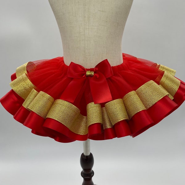 Red and Gold Tutu, Red and Gold Princess Birthday Tutu, First 1st 2nd 3rd 4th 5th 6th 7th Birthday Tutu for girls,