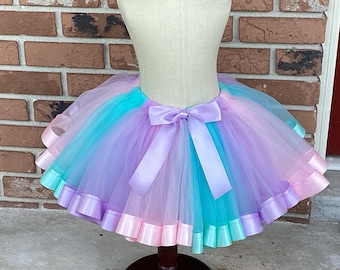 Unicorn Birthday Tutu: Pastel Rainbow Birthday Skirt