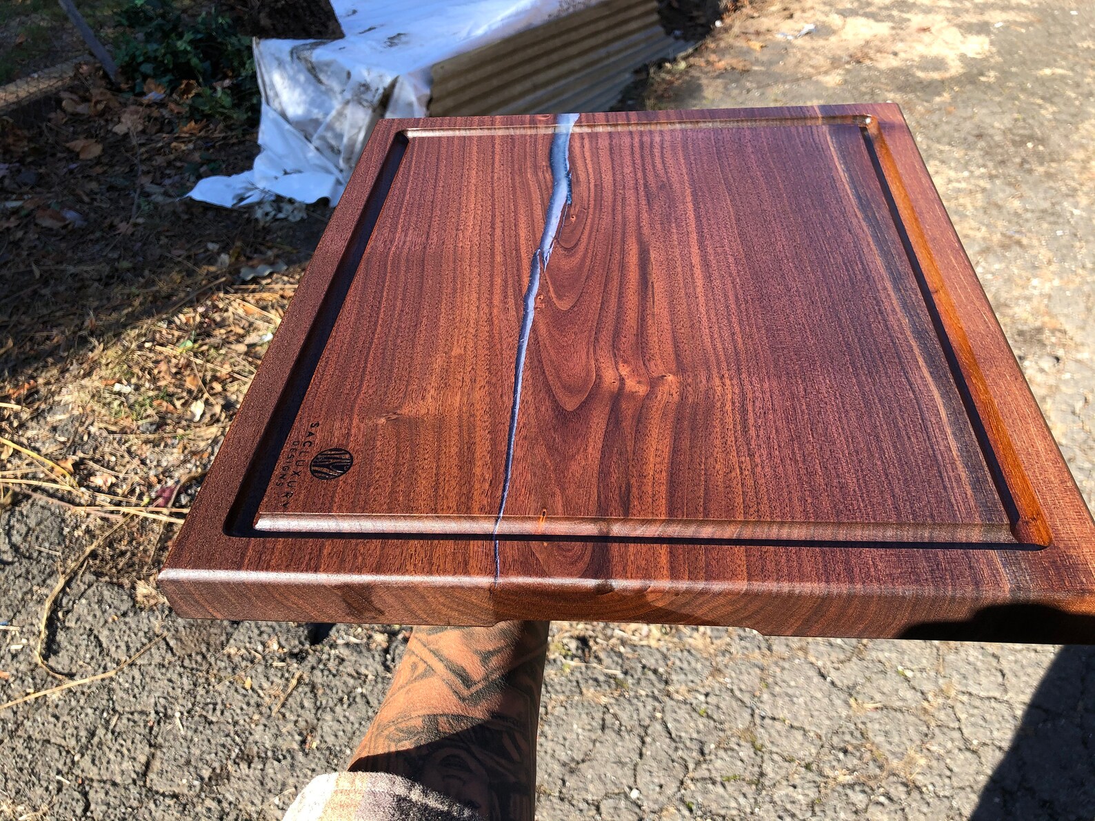 Live Edge Black Walnut & Epoxy Resin Cutting Board 16x16x1.5 Etsy