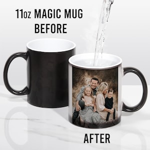 11oz Magic Mug in Black. Color changing mug with heat activation. Customizable.