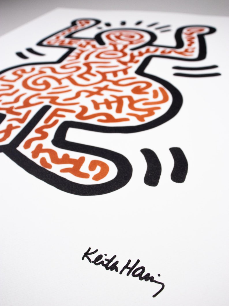 Limited 51150 pcs. Blindstamp KEITH HARING 1980s Handnumbered Original Lithograph with Keith Haring Foundation Inc