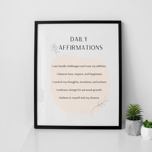Minimalist Printable Wall Art, Daily Affirmations, Self Care, Mental Health, Wall Decor, Printable Prints, Digital Download