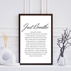 Just Breathe, Sofort Download, Inspirational Prints, Definition Druck, Home Decor Druck, Minimalistisch, Digitale Dateien
