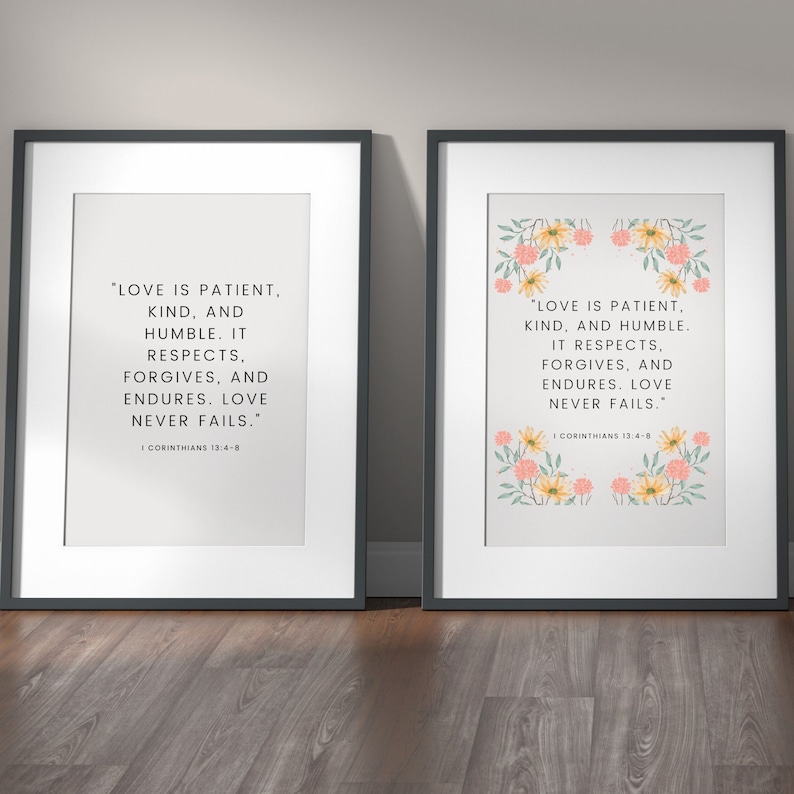 Inspirational Wall Art Bundle, Love is Patient, Bible Verse Prints ...
