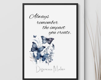 Lámina artística inspiradora de mariposa, regalo de agradecimiento para el profesor (descarga digital)