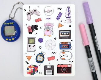 90's Sticker Sheet | retro | journaling | matt white vinyl sticker