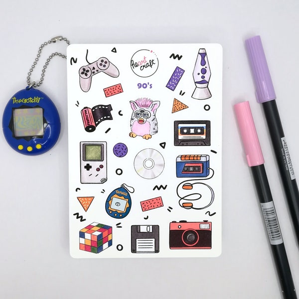 90's Sticker Sheet | Journal | Retro | matt weiße Vinyl Sticker