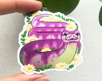 FLOWER SNAKE Vinyl Sticker |  mirror effect | matt | laptop sticker
