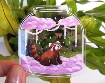 DREAMY RED PANDA Sticker | transparent | glossy | waterproof | clear laptop sticker