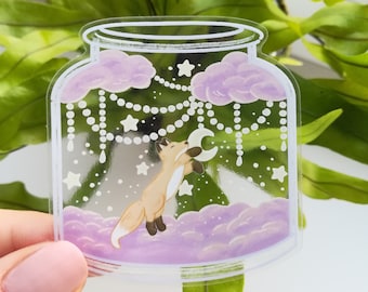 LITTLE CLOUD FOX Sticker | transparent | glossy | waterproof | clear laptop sticker