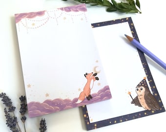 B-GRADE DIN A6 Notepad SET | recycling paper |  approx. 50 pages | fox | owl