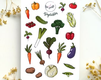 VEGETABLES Sticker Sheet | greens | journaling | matt white vinyl sticker