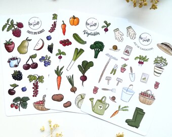 HARVEST SET | Set of 3 Sticker Sheets | journal | matt white vinyl sticker