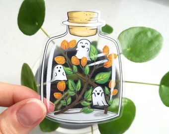 LITTLE GHOST JAR Vinyl Sticker | transparent | glossy | waterproof | clear laptop sticker