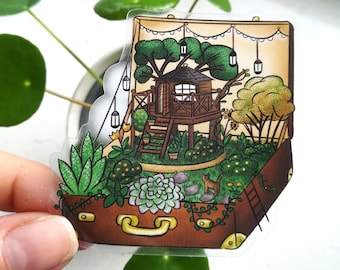 SUITCASE GARDEN Vinyl Sticker | transparent | glossy | waterproof | clear laptop sticker