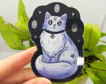 CRYSTAL CAT STICKER | mirror effect | glossy | waterproof | laptop sticker