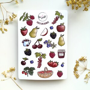 Folha de autocolantes de FRUTAS E BAGAS | Diário | Frutas e Bagas | adesivos de vinil branco fosco