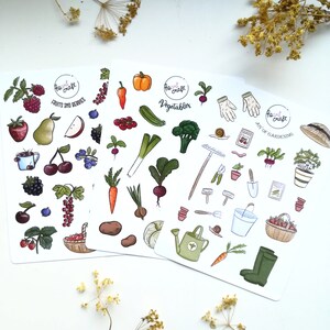 HARVEST SET | 3er Set Sticker Sheets | Journal | Früchte & Beeren | matt weiße Vinyl Sticker
