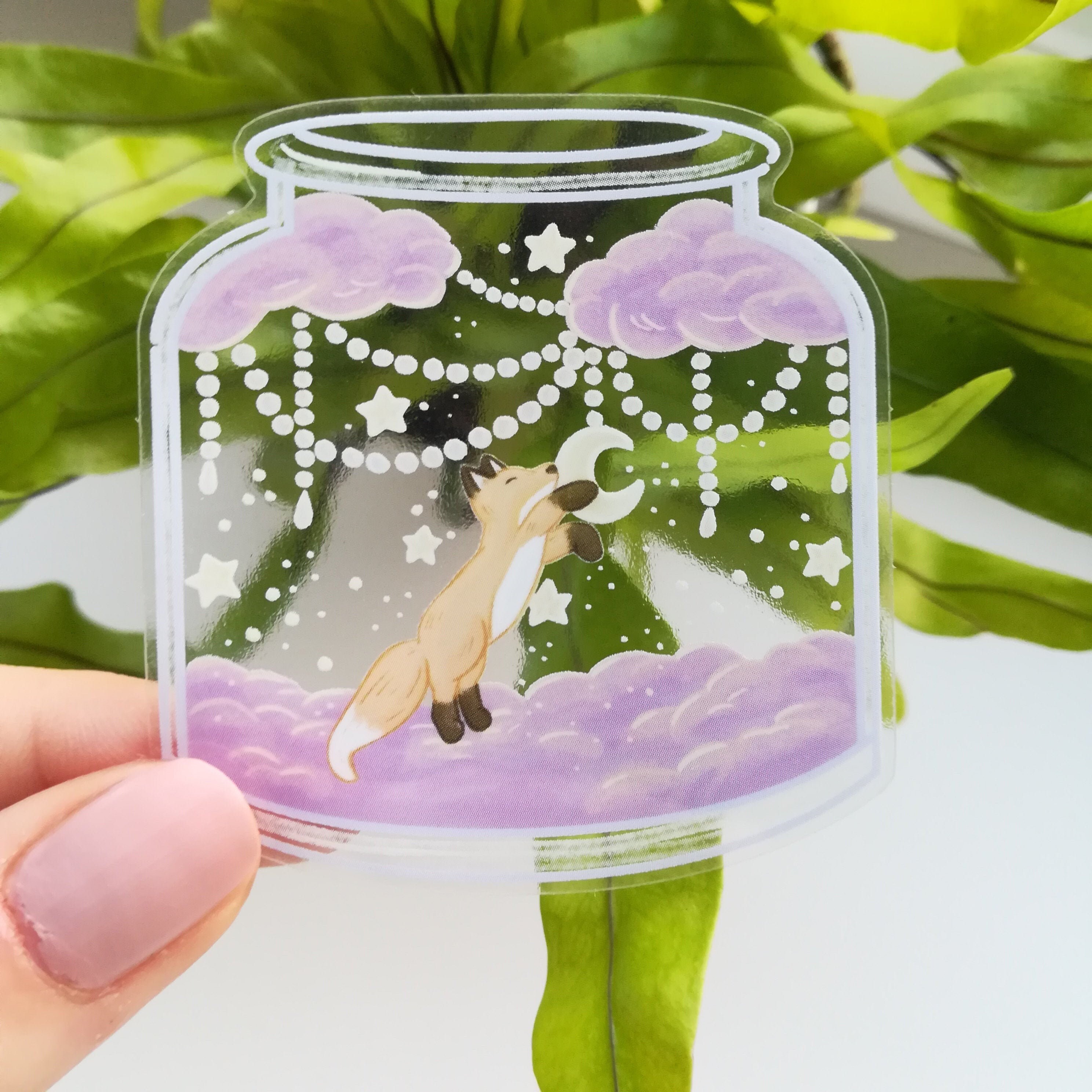 LITTLE CLOUD FOX Sticker | transparent | glossy | waterproof | clear laptop sticker