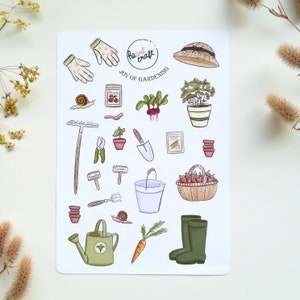 JOY OF GARDENING Sticker Sheet | Journal | Garten | matt weiße Vinyl Sticker