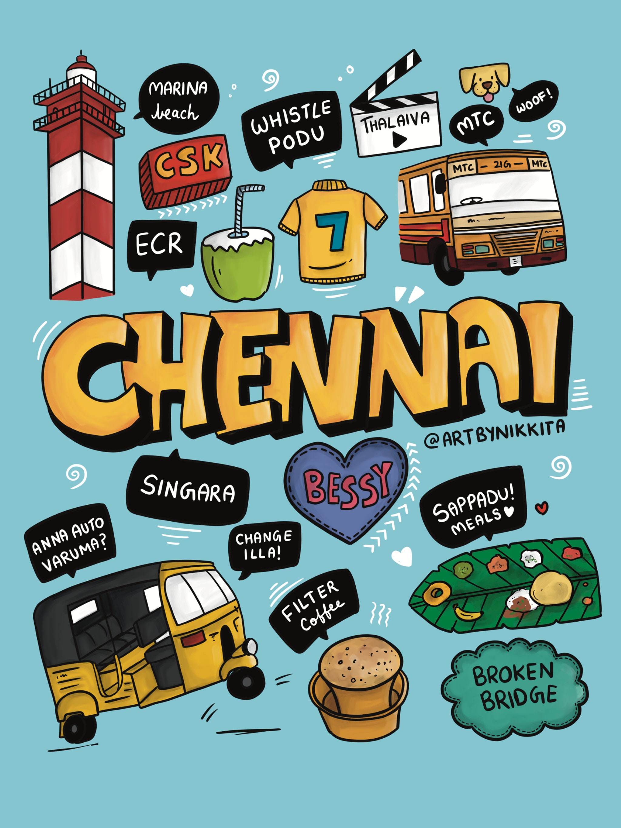 Singara Chennai Colourful Memory Artboard Easy to Download - Etsy