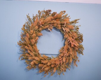 Dried bottles blush flowers wreath , one-off wreath, years wreath, door decor,wall decor, home decor,a gift or for yourself. 30cm.