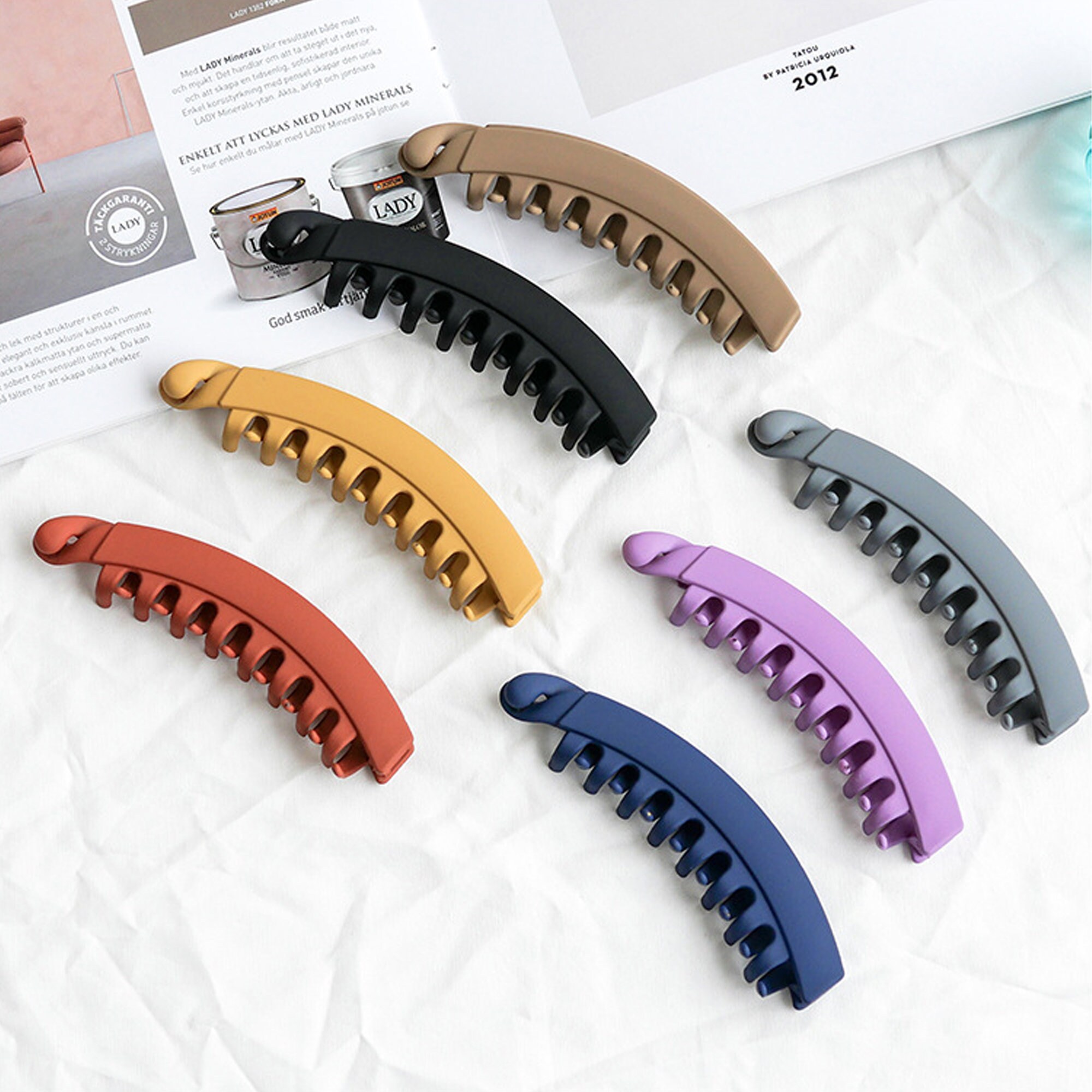 2PCS Frosted Banana Hair Claws for Thick Curly Hair Solid Etsy