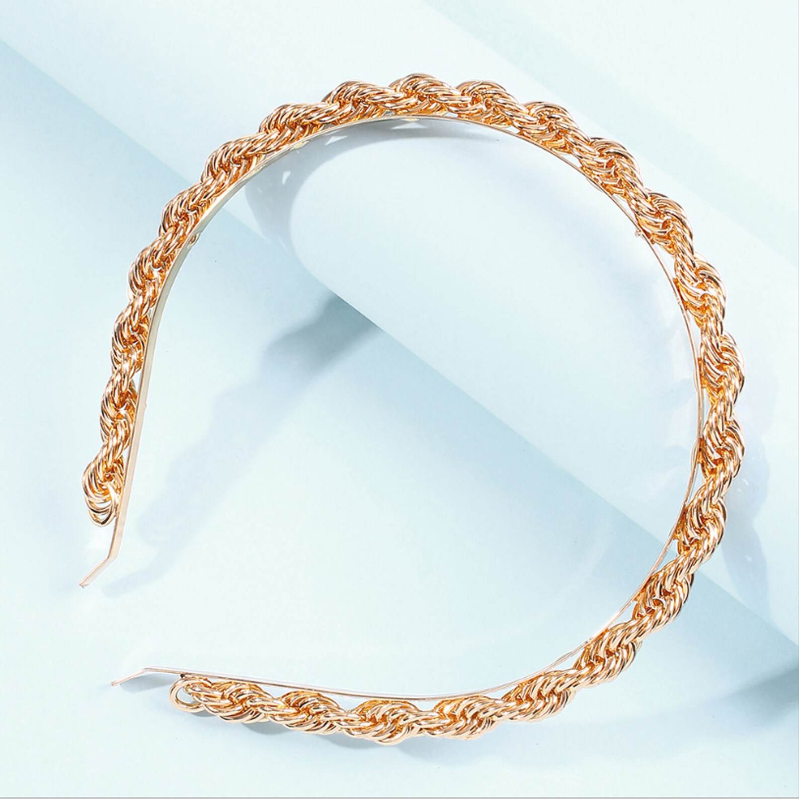 Gold Chain Headband Metal Twisted Hair Chains Headband Thick Etsy