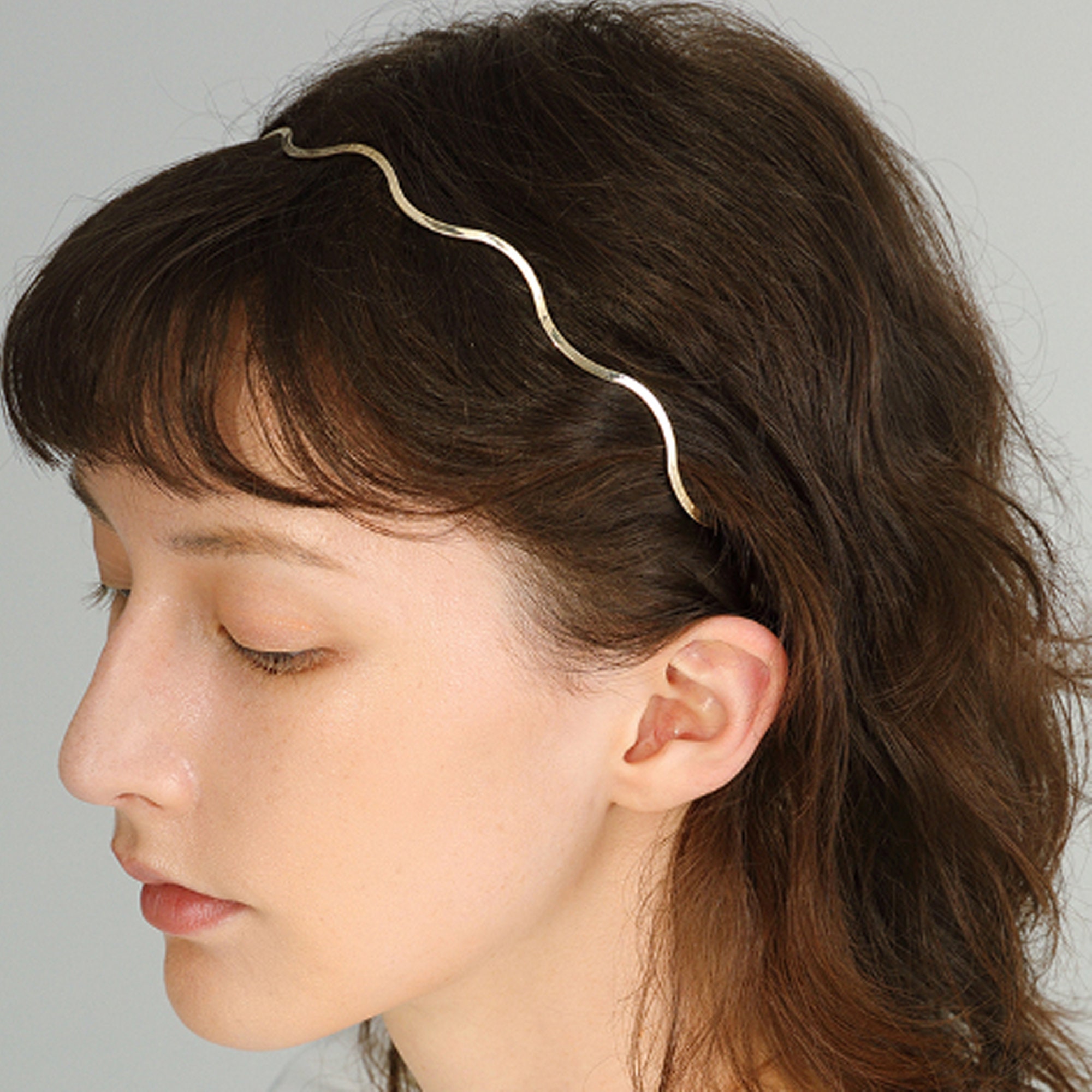 Golden Wavy Headband Metal Headband Minimalist Headband Etsy