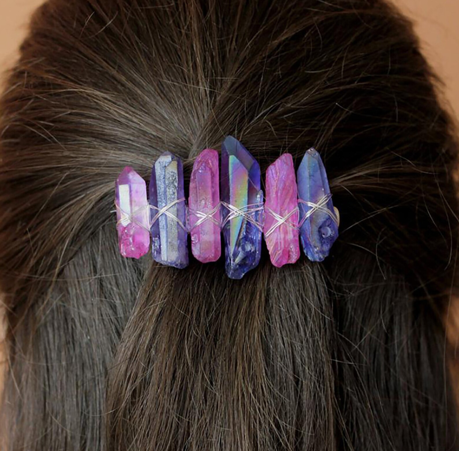 Crystal Natural Stone Hair Clips Sparkling Hair Clip Natural Etsy