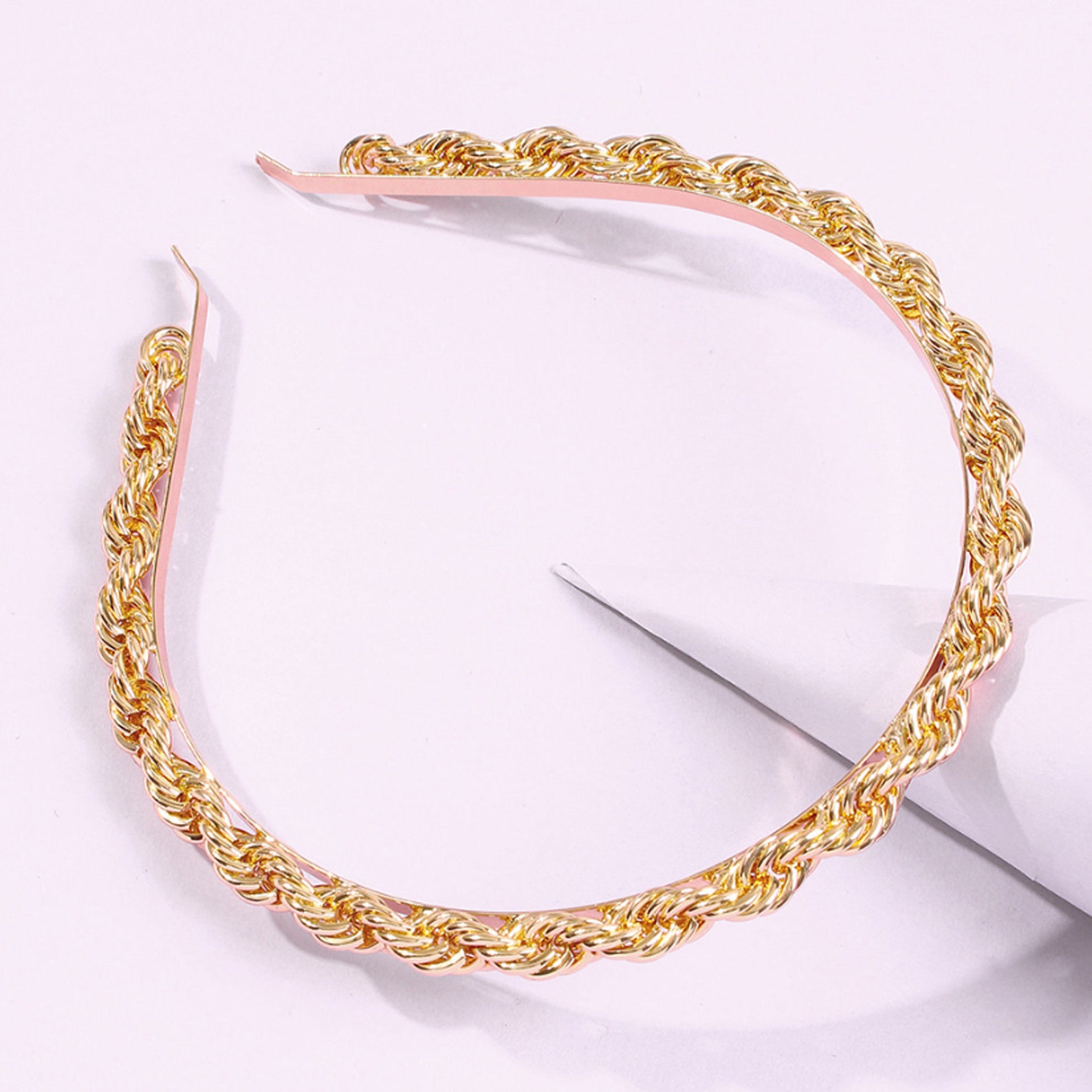 Gold Chain Headband Metal Twisted Hair Chains Headband Thick Etsy