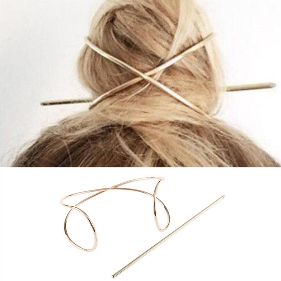 Irregularly Curved Hair Slides Metal Minimalist Hairpin Gold Etsy