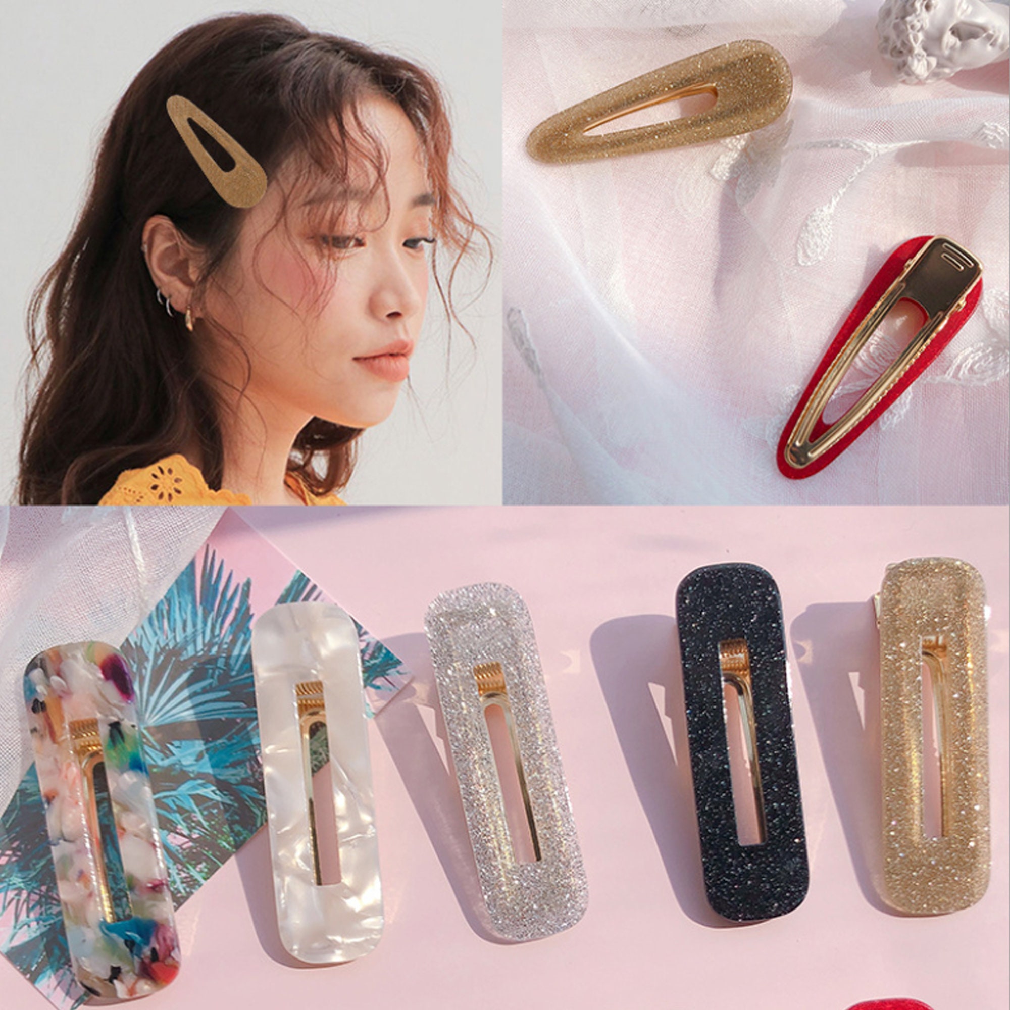 9pcs Square Hair Clips Acetate Geometry Hair Clips Hollow Etsy