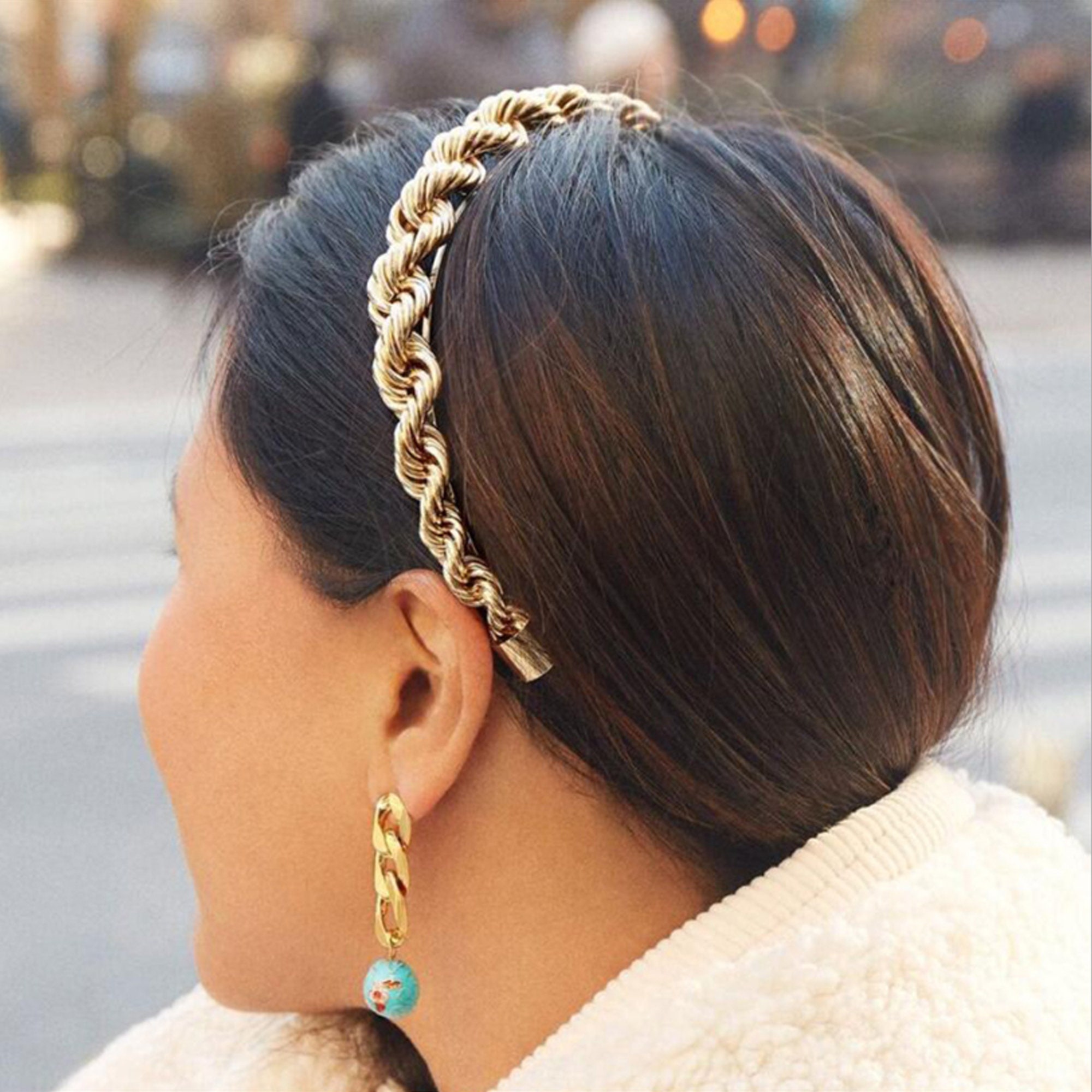 Gold Chain Headband Metal Twisted Hair Chains Headband Thick Etsy