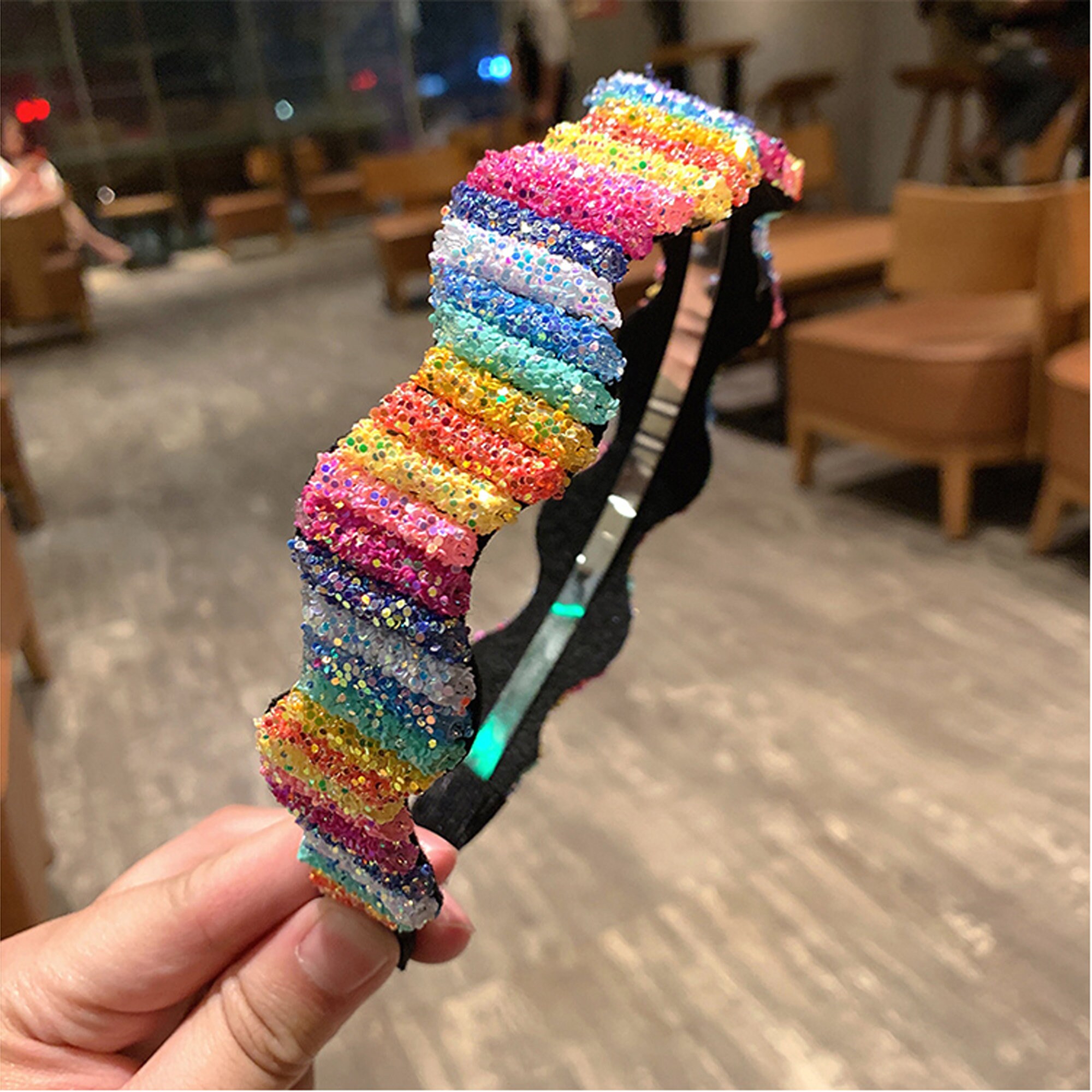 Rainbow Headband Shiny Colorful Headband Rhinestone Etsy